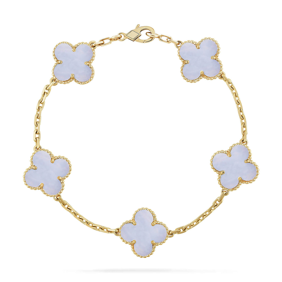 New  CLOVER 5 MOTIF PURPLE CHALCEDONY BRACELET COLLECTION