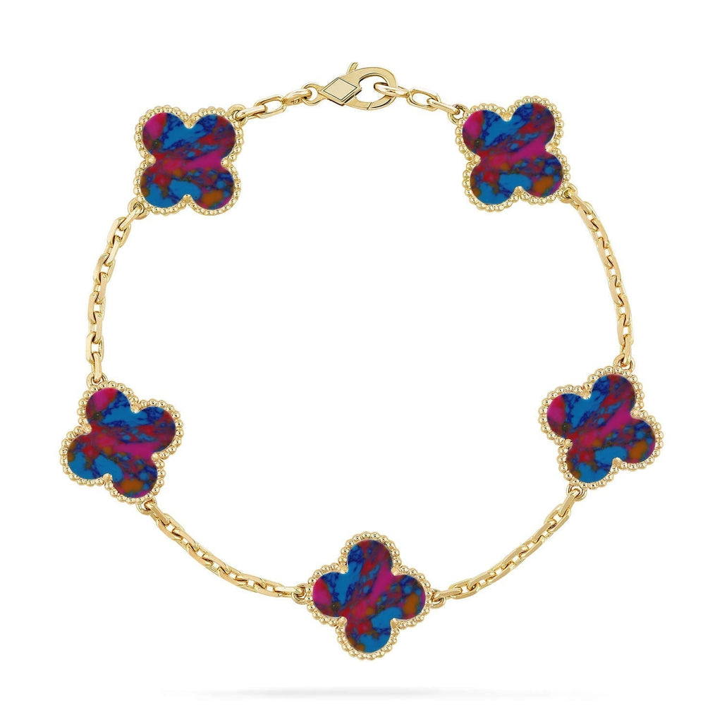 New CLOVER 5 MOTIF COLOR GEMSTONES BRACELET COLLECTION