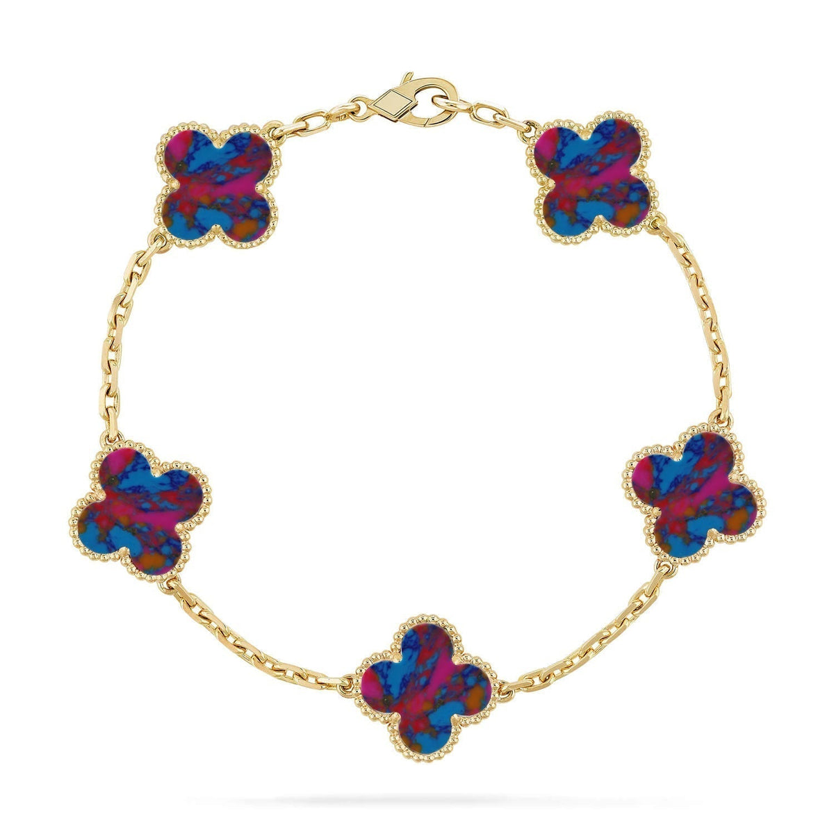 New CLOVER 5 MOTIF COLOR GEMSTONES BRACELET COLLECTION