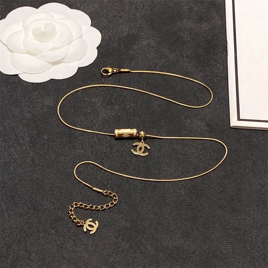 Chanel double C letter thin necklace