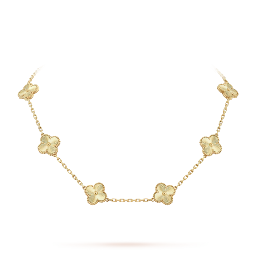 Van Cleef NEW IN Alhambra necklace, 10 four-leaf lucky totems