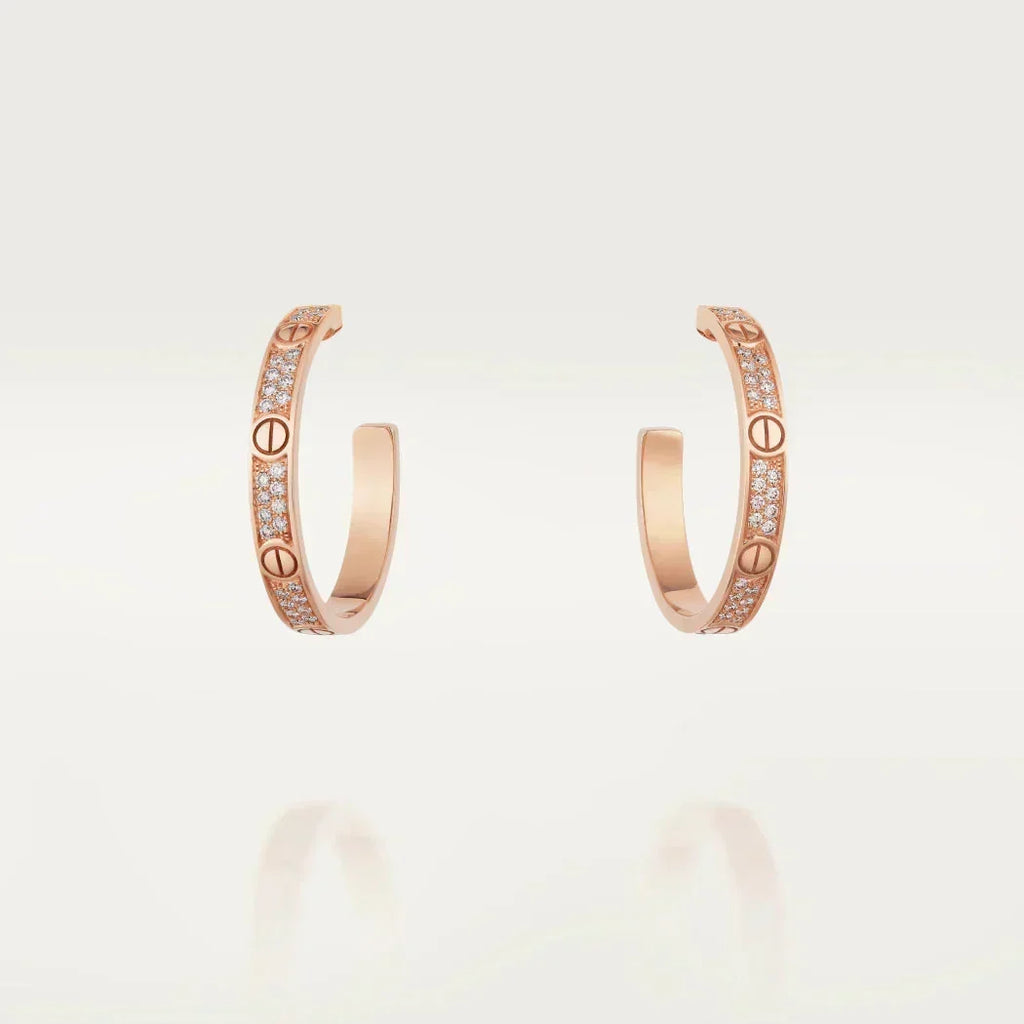 LOVE DIAMOND PINK GOLD HOOP EARRINGS