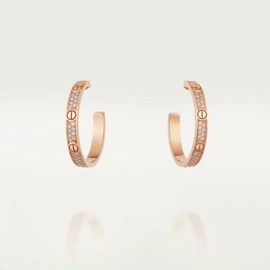 LOVE DIAMOND PINK GOLD HOOP EARRINGS