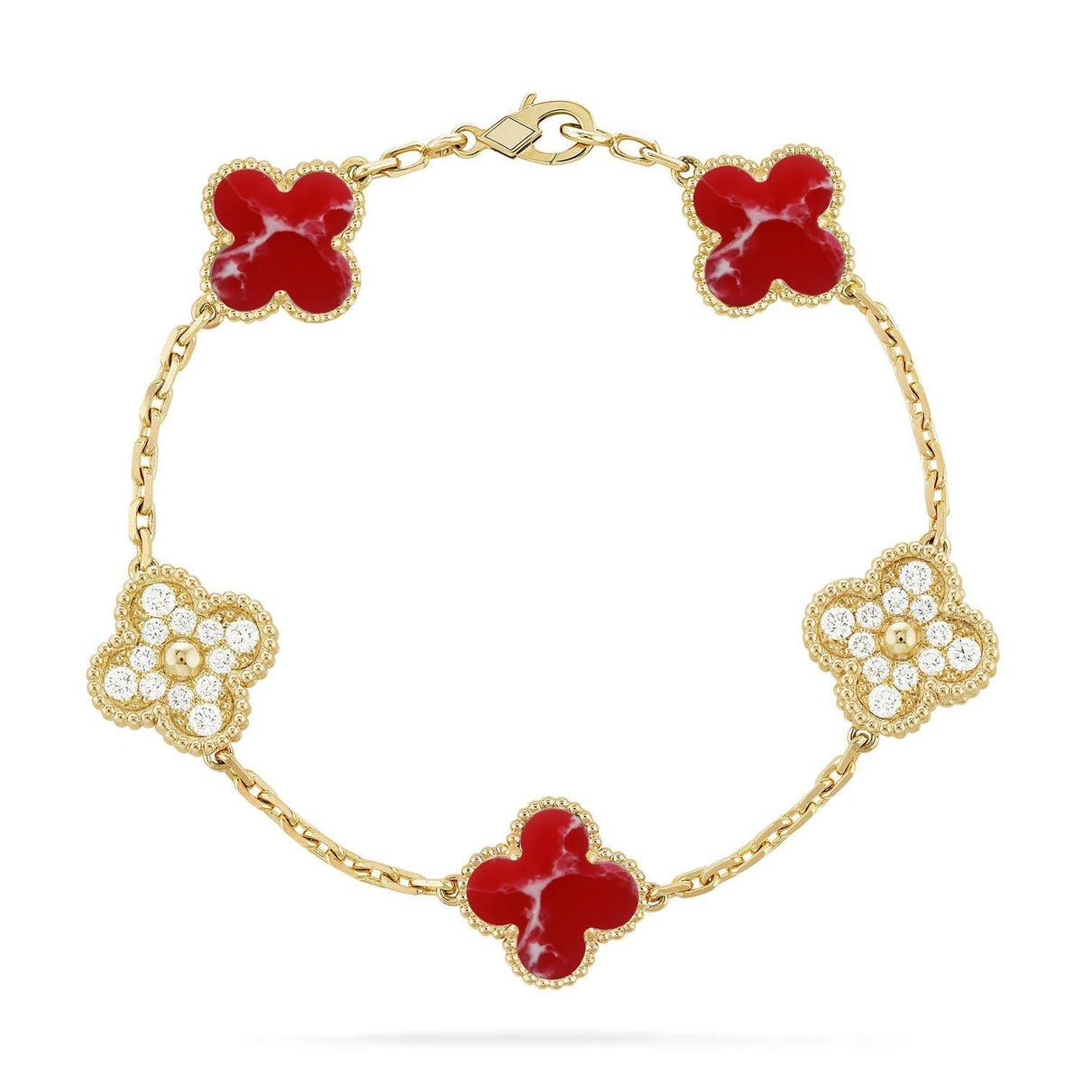 New CLOVER 5 MOTIF RED PATTERN BRACELET COLLECTION
