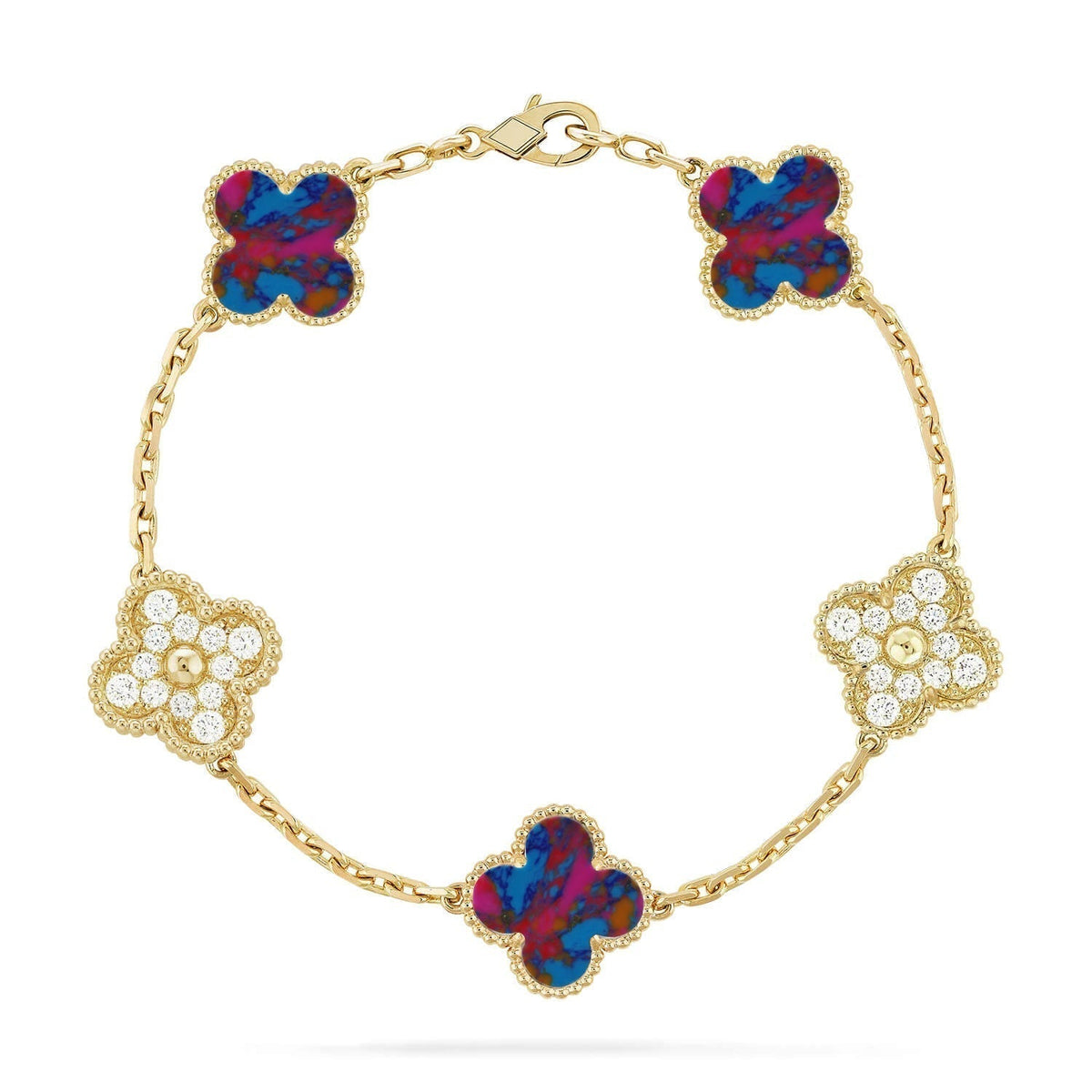 New CLOVER 5 MOTIF COLOR GEMSTONES BRACELET COLLECTION
