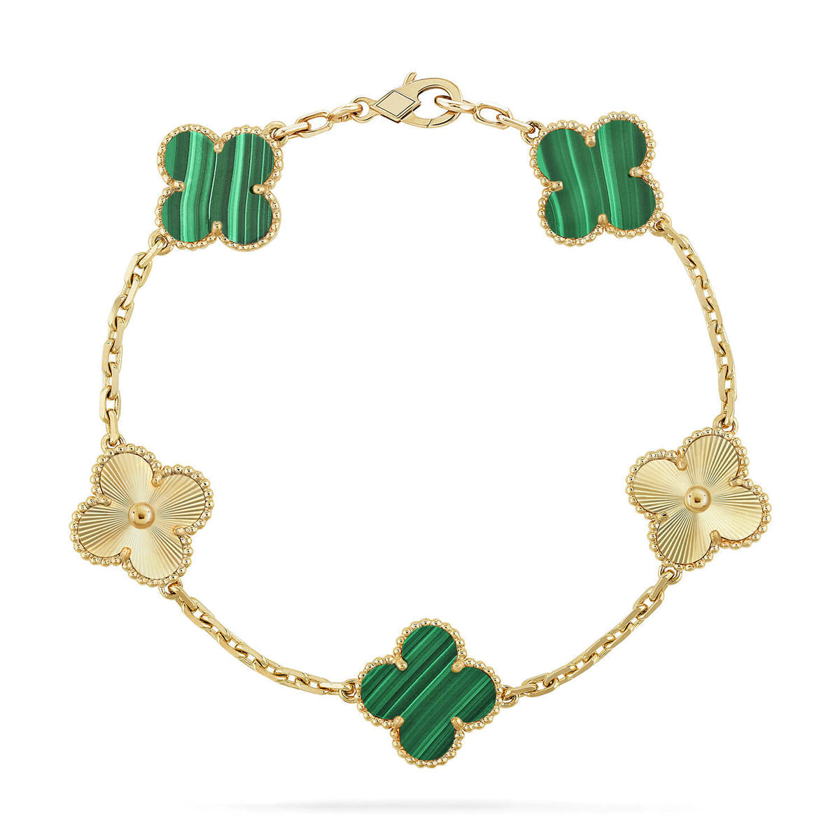 New  CLOVER 5 MOTIF MALACHITE BRACELET COLLECTION