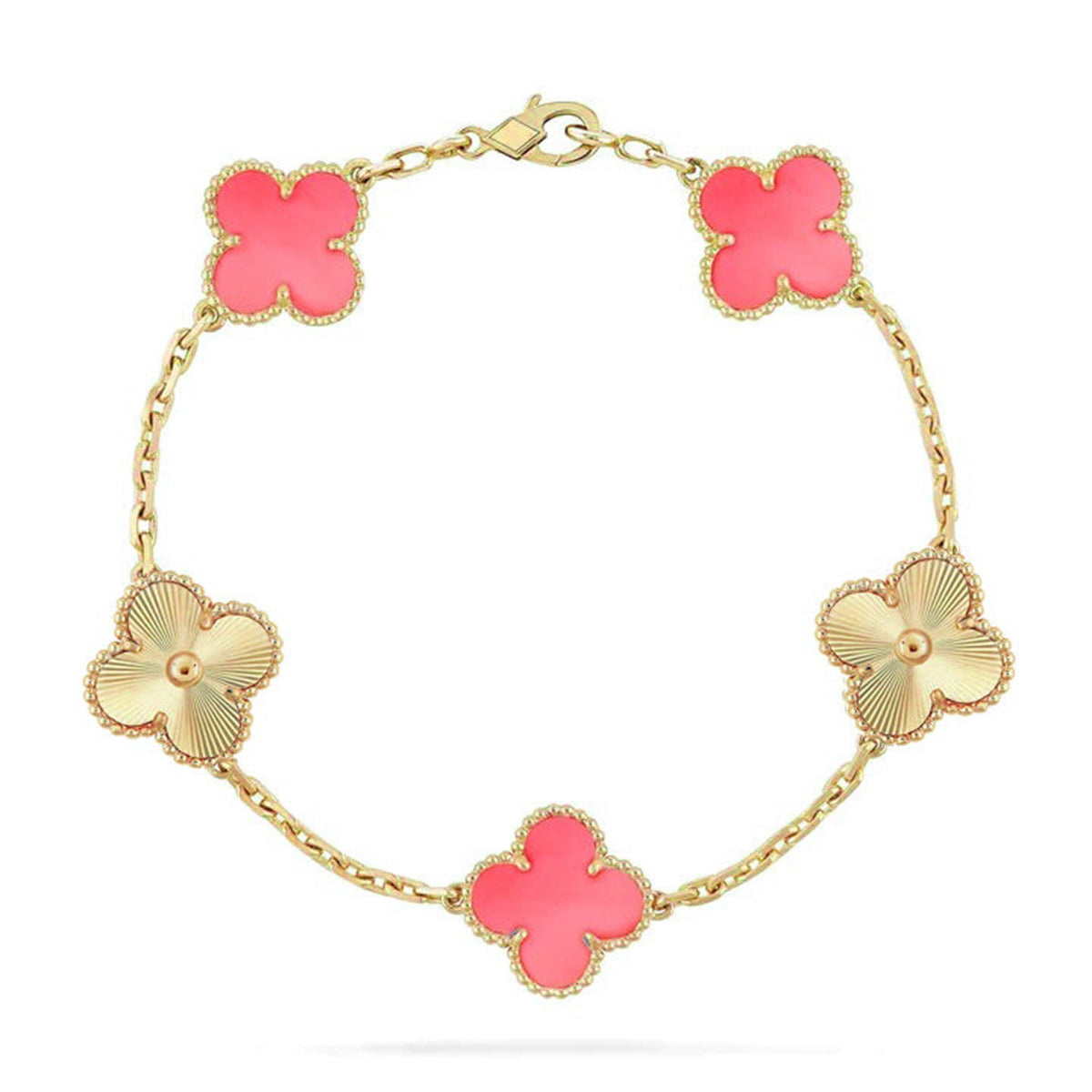 New  CLOVER 5 MOTIFS  PINK MOP BRACELET COLLECTION