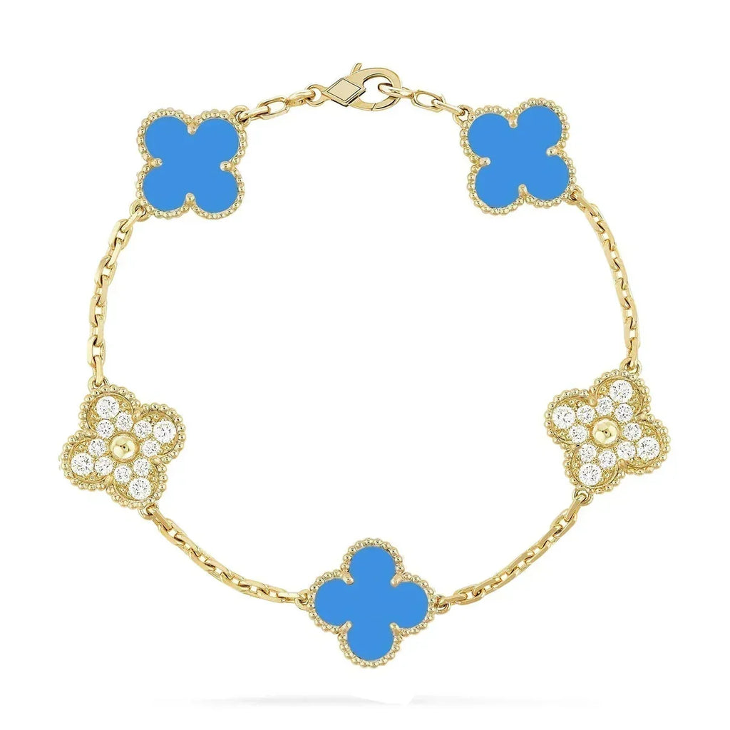 New CLOVER 5 MOTIF BLUE AGATE BRACELET COLLECTION