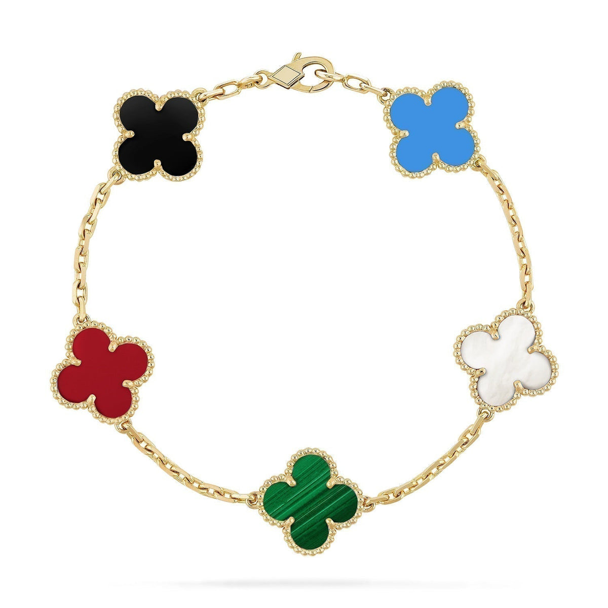 New CLOVER 5 MOTIFS MULTICOLOR BRACELET