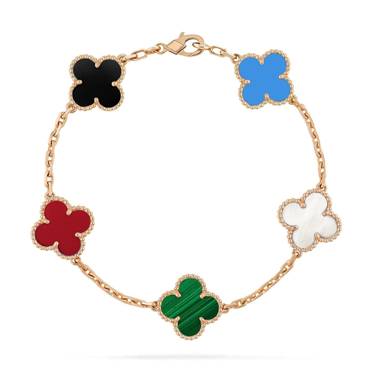New CLOVER 5 MOTIFS MULTICOLOR BRACELET
