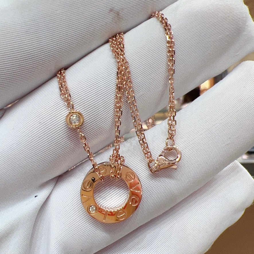 LOVE NECKLACE 16MM 2 DIAMONDS