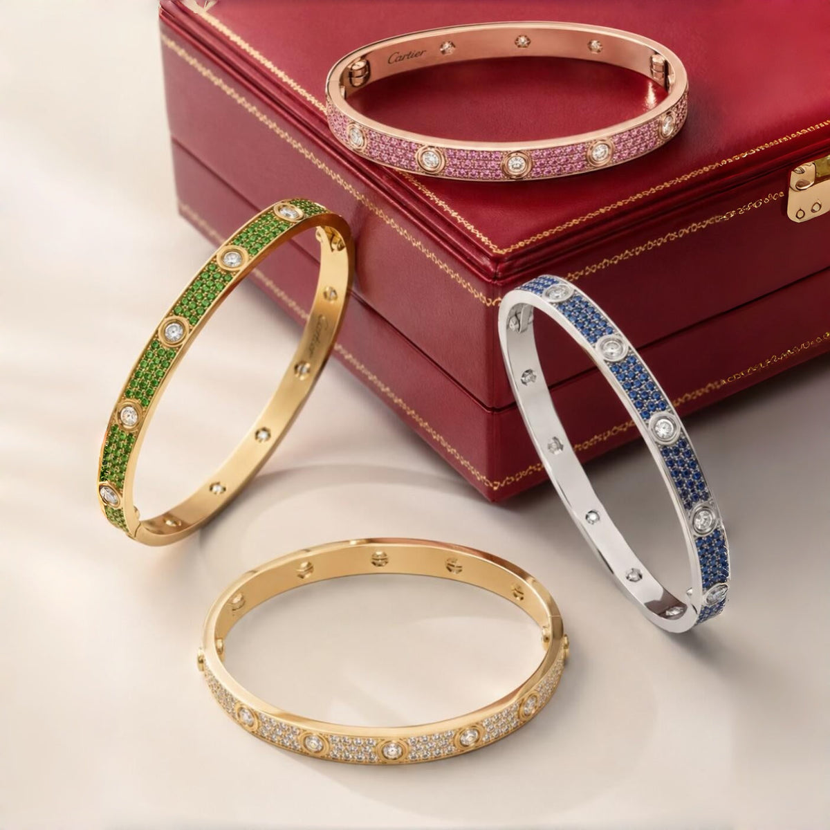 2026 PAVE GEMSTONE LOVE BRACELET 6.1MM 10 DIAMONDS