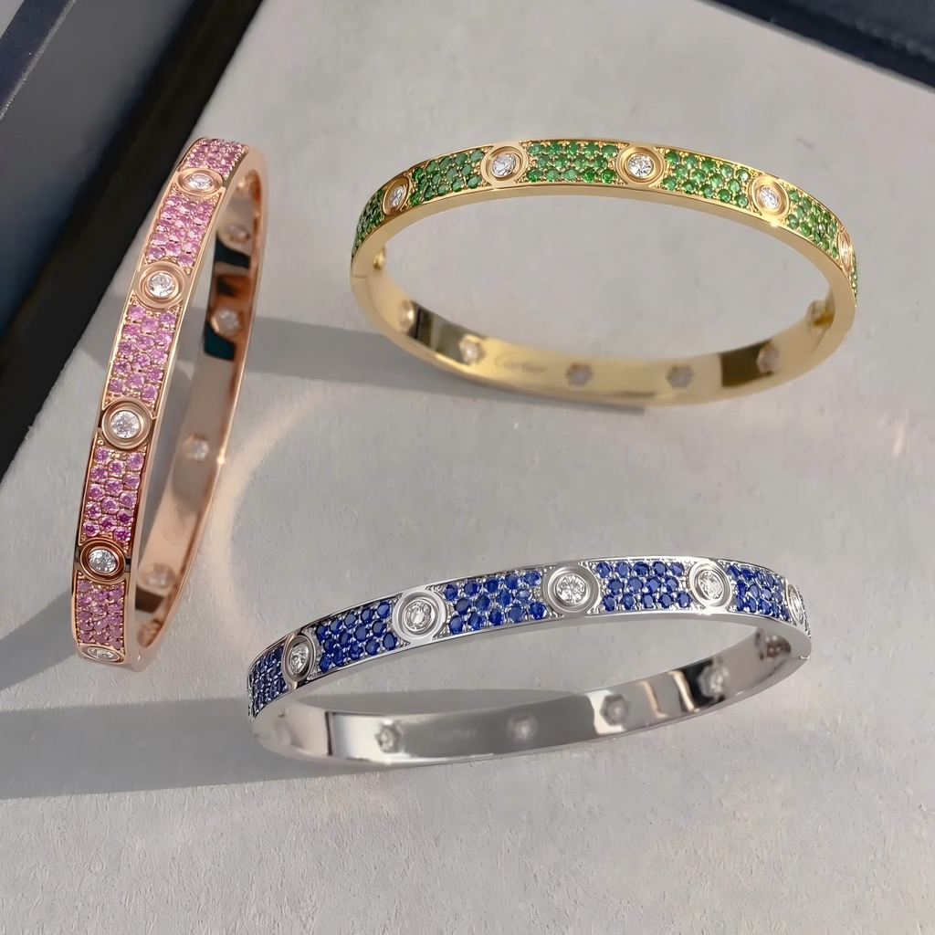 2026 PAVE GEMSTONE LOVE BRACELET 6.1MM 10 DIAMONDS