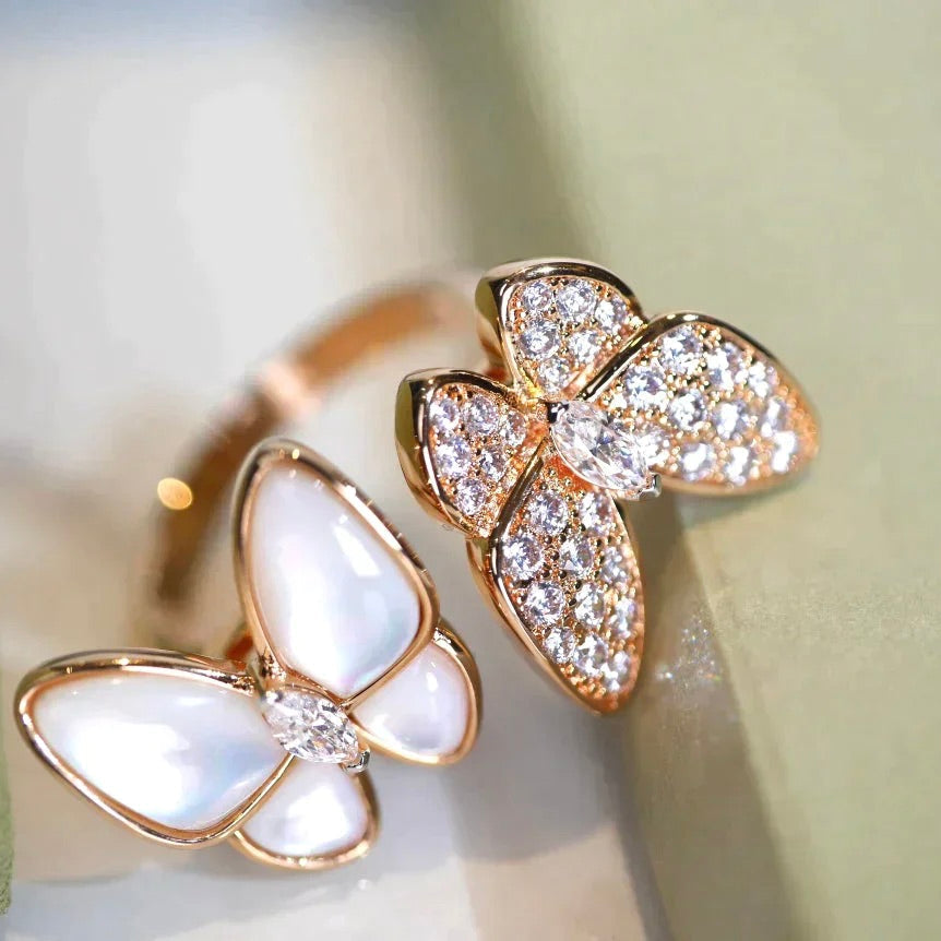 TWIN BUTTERFLY DIAMOND MOP RING