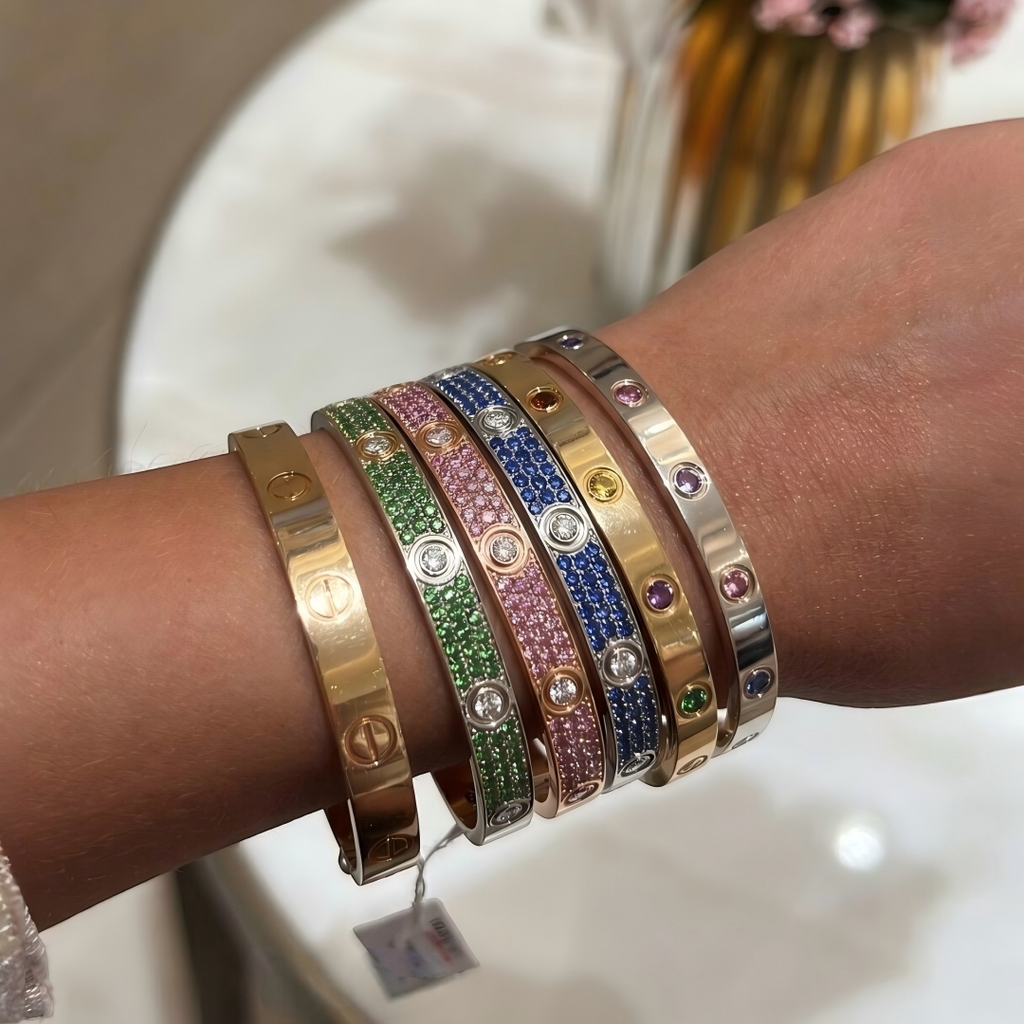 2026 PAVE GEMSTONE LOVE BRACELET 6.1MM 10 DIAMONDS