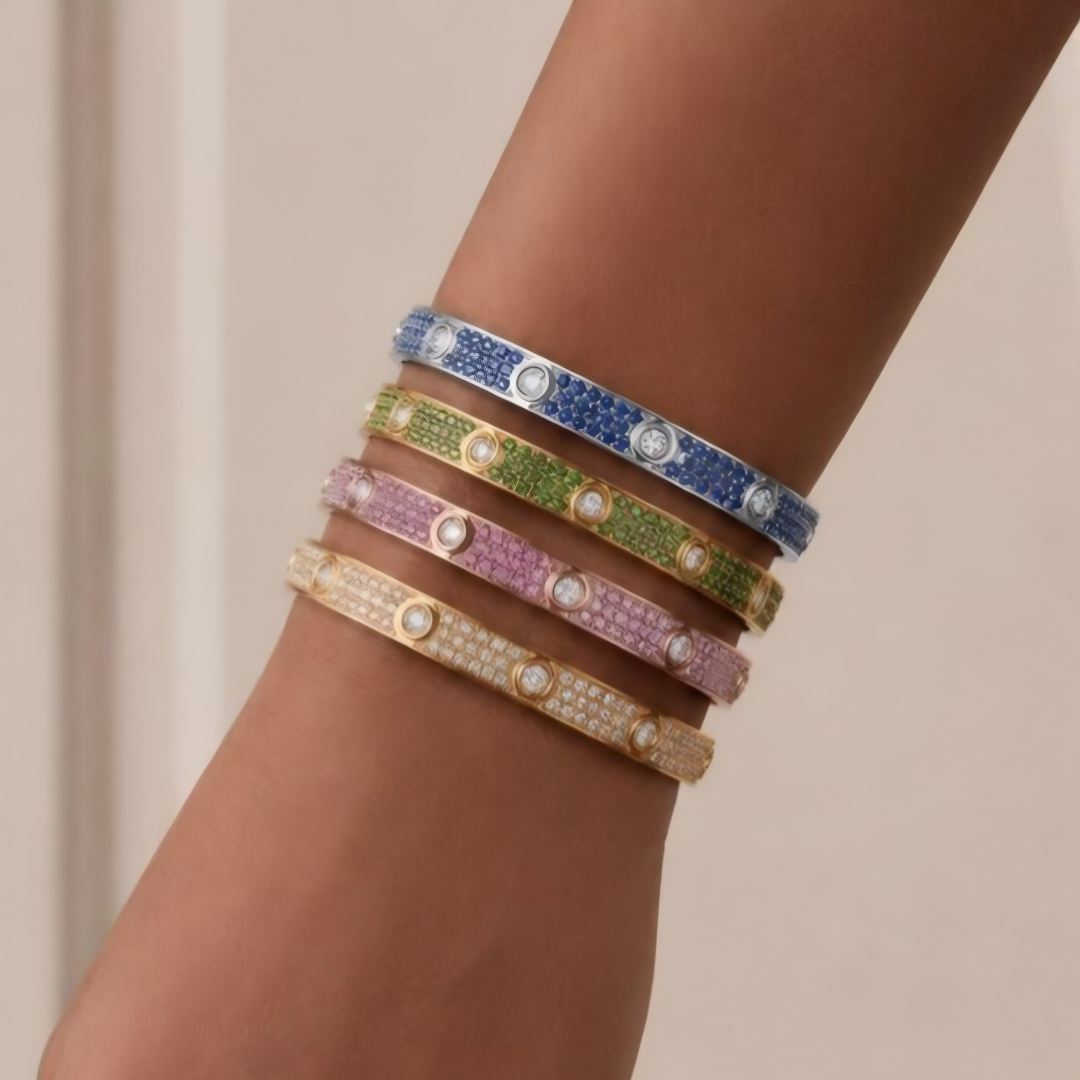 2026 PAVE GEMSTONE LOVE BRACELET 6.1MM 10 DIAMONDS