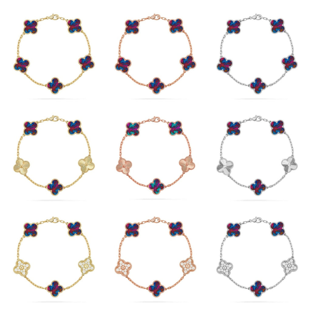 New CLOVER 5 MOTIF COLOR GEMSTONES BRACELET COLLECTION