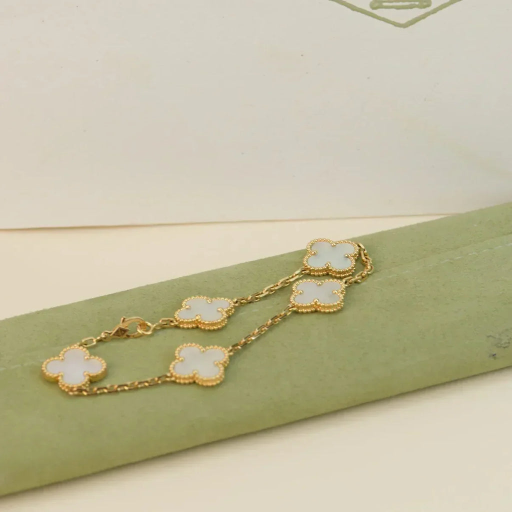 New CLOVER WHITE PEARL MOP 5 MOTIF BRACELET COLLECTION
