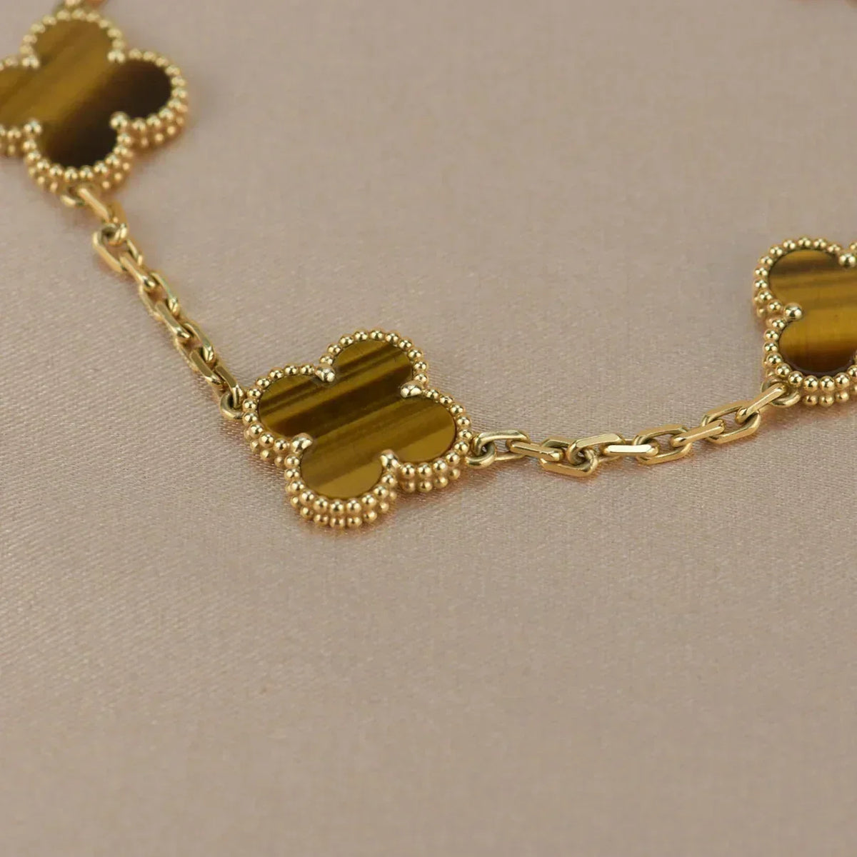 New  CLOVER 5 MOTIFS TIGER EYE BRACELET COLLECTION