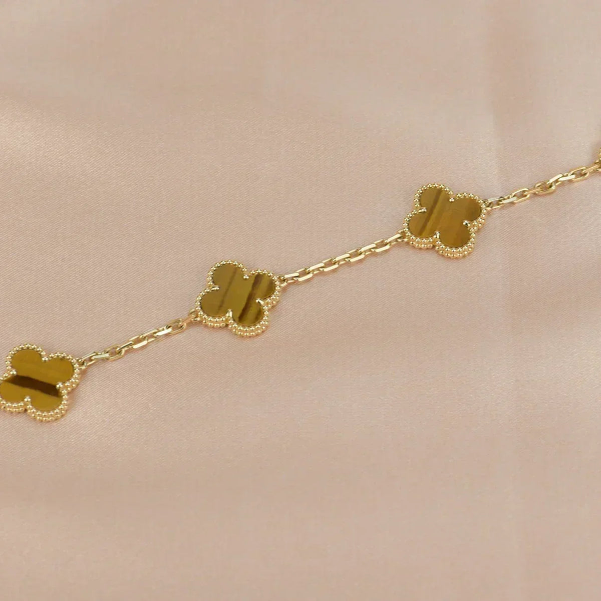New  CLOVER 5 MOTIFS TIGER EYE BRACELET COLLECTION