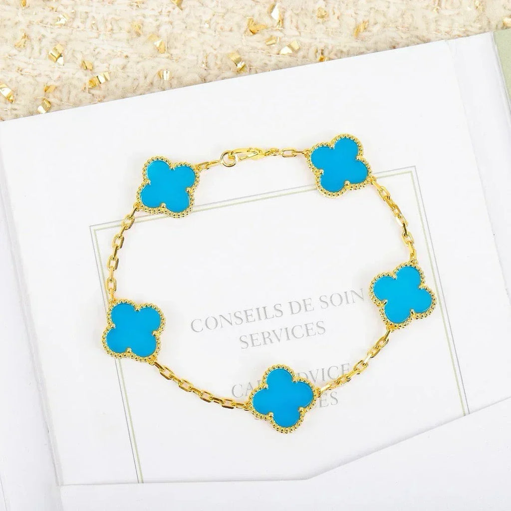 New  CLOVER 5 MOTIF TURQUOISE BRACELET COLLECTION