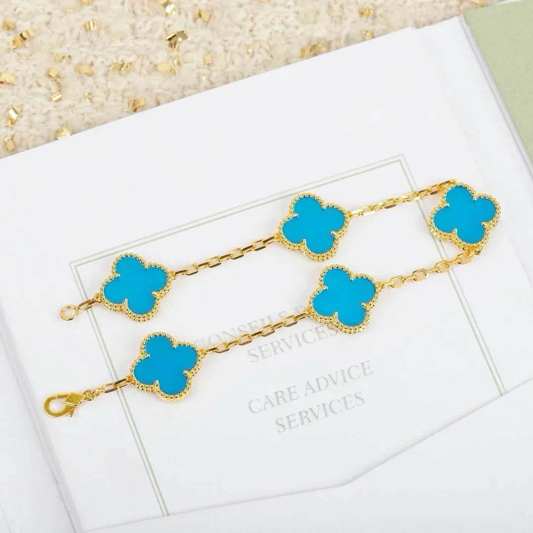 New  CLOVER 5 MOTIF TURQUOISE BRACELET COLLECTION