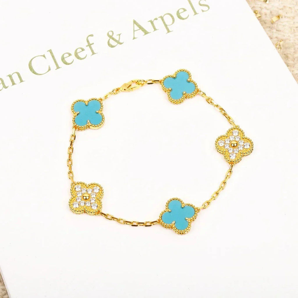 New  CLOVER 5 MOTIF TURQUOISE BRACELET COLLECTION