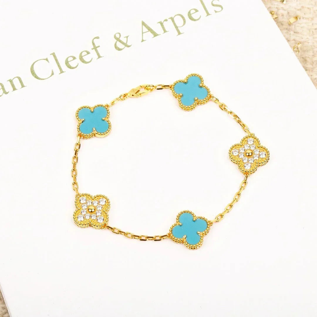 New  CLOVER 5 MOTIF TURQUOISE BRACELET COLLECTION