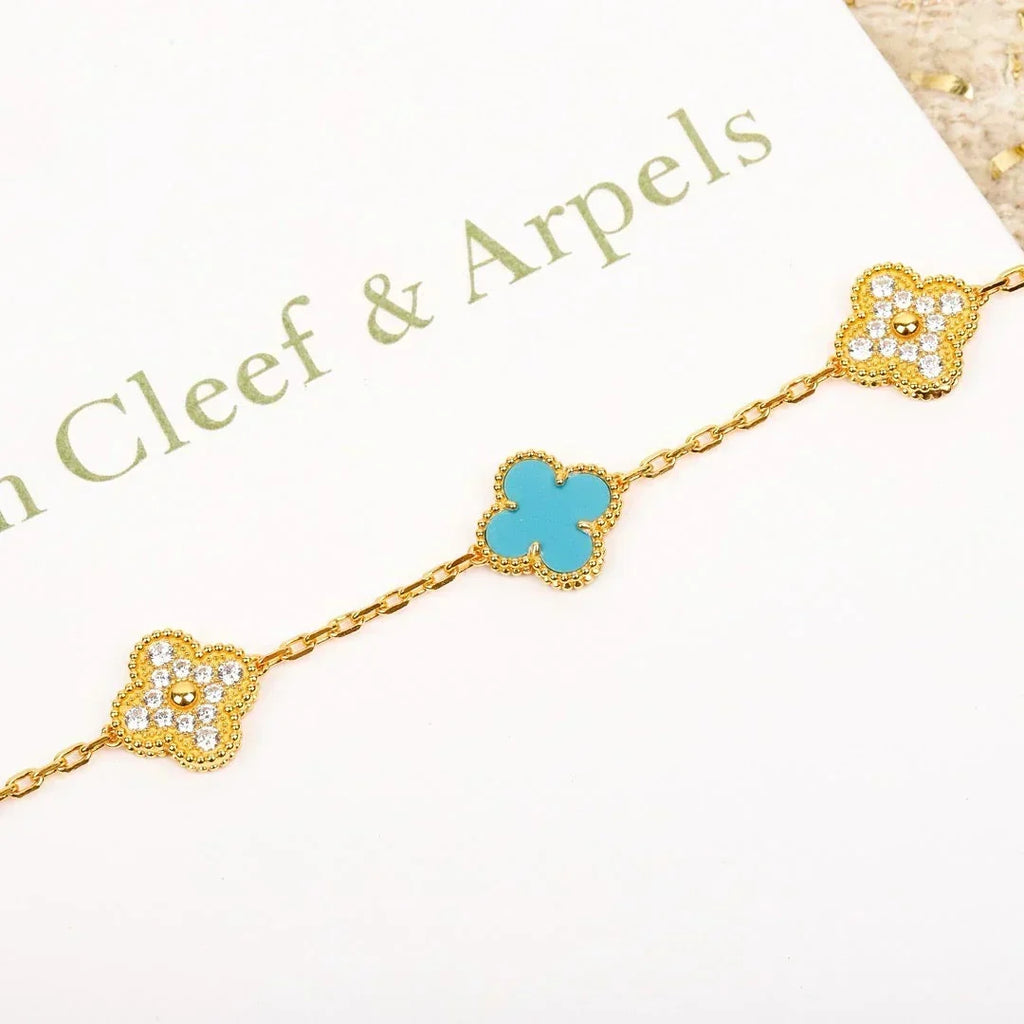 New  CLOVER 5 MOTIF TURQUOISE BRACELET COLLECTION