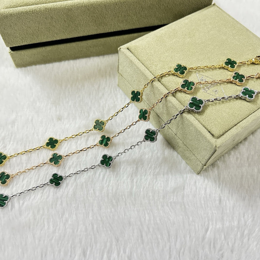 CLOVER 6 MOTIF MALACHITE BRACELET