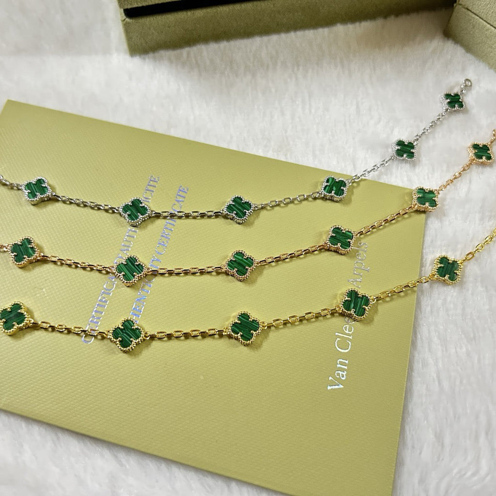 CLOVER 6 MOTIF MALACHITE BRACELET