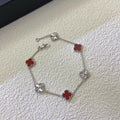 CLOVER 6 MOTIF RED AGATE LASER BRACELET