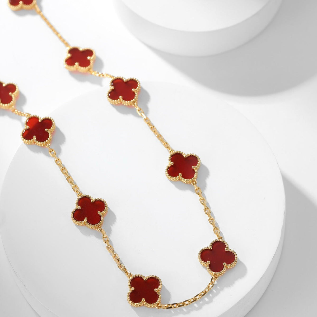 CLOVER 10 MOTIFS CARNELIAN NECKLACE