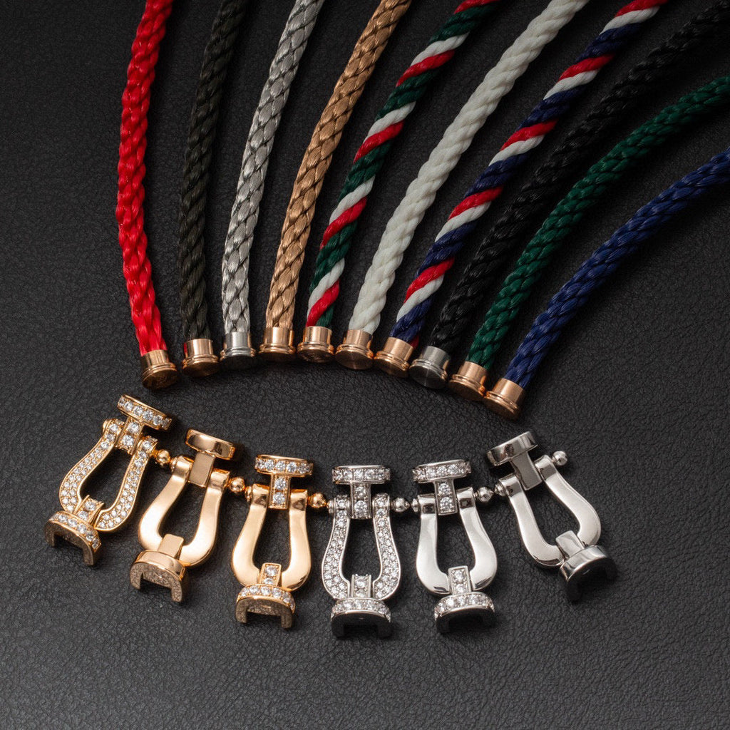 FORCE LARGE HORSESHOE HALF DIAMOND BRACELET ROSE GOLD