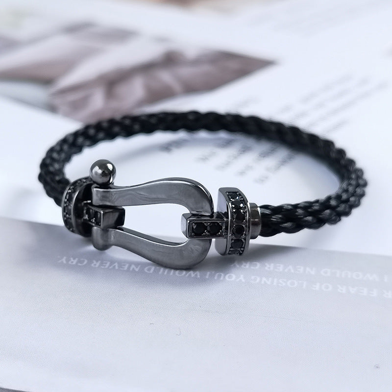 FORCE LARGE SERIES HORSESHOE BLACK SAMURAI BRACELET