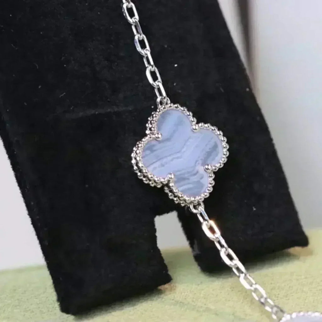 New  CLOVER 5 MOTIF PURPLE CHALCEDONY BRACELET COLLECTION