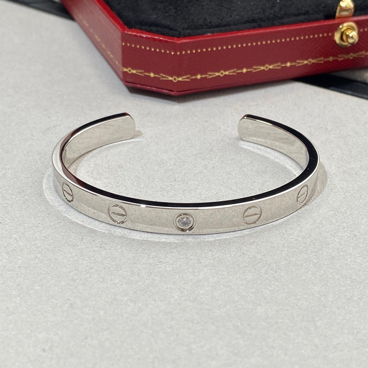 LOVE BRACELET 6.1MM 1 DIAMOND OPEN CUFF