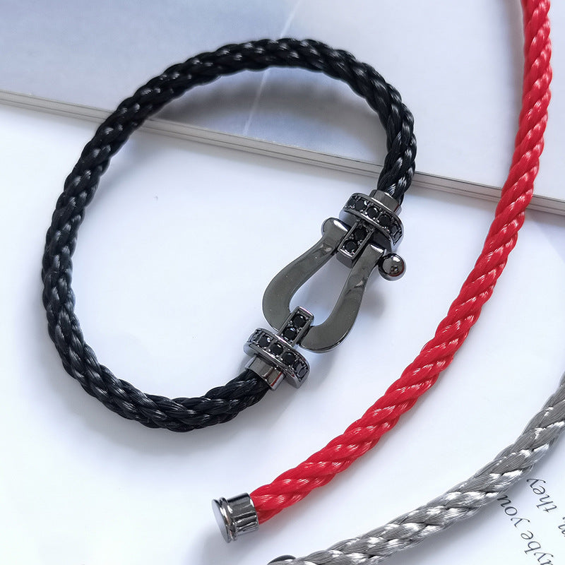 FORCE LARGE SERIES HORSESHOE BLACK SAMURAI BRACELET