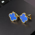 CLOVER LARGE (20mm) 1 MOTIFS BLUE MOP STUD EARRINGS