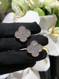 CLOVER 20MM MOTIFS DIAMOND STUD EARRINGS SILVER