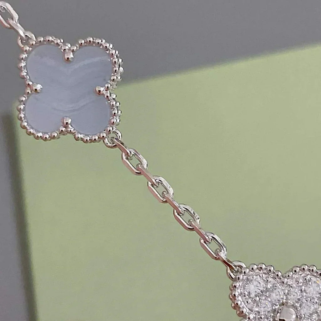 New  CLOVER 5 MOTIF PURPLE CHALCEDONY BRACELET COLLECTION
