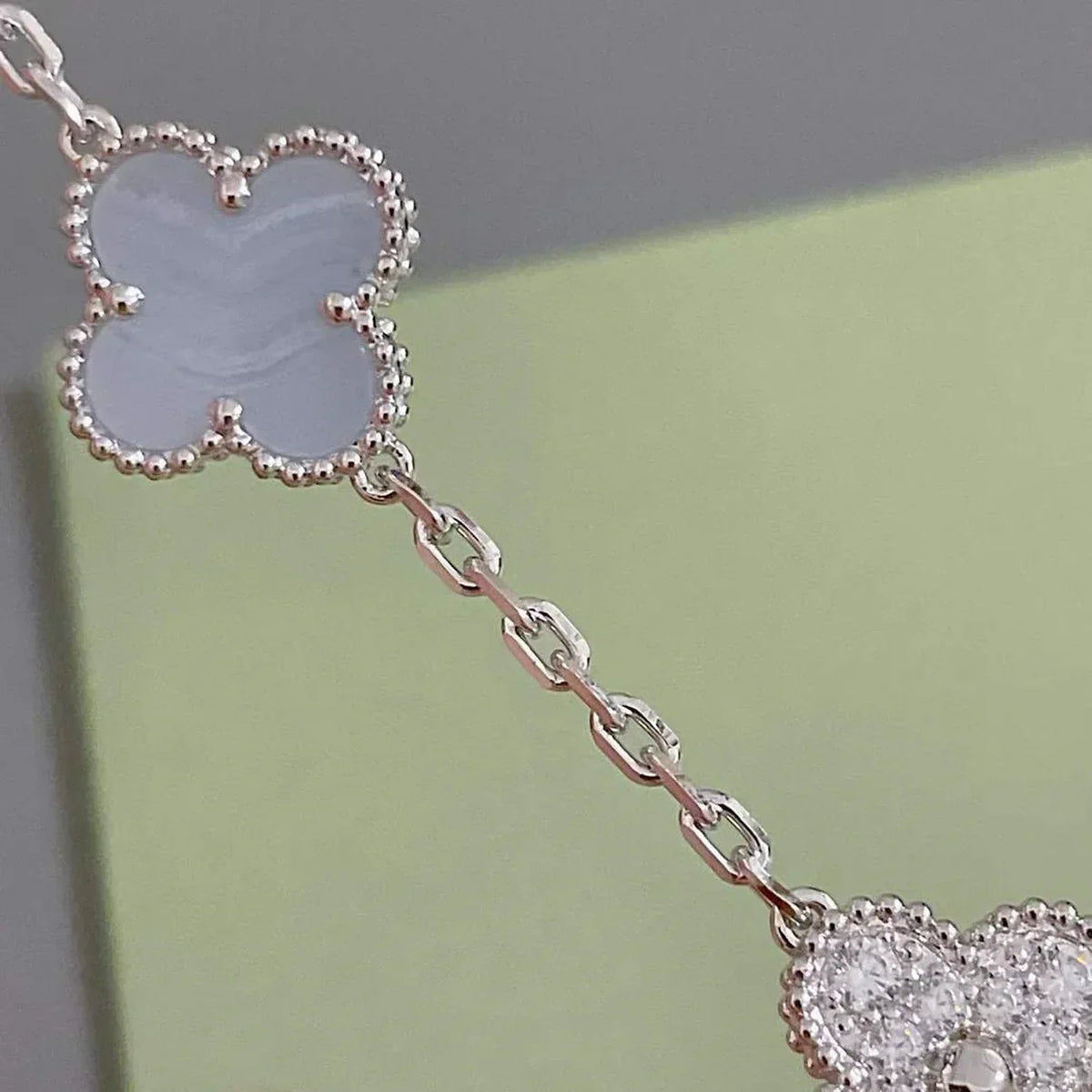 New  CLOVER 5 MOTIF PURPLE CHALCEDONY BRACELET COLLECTION