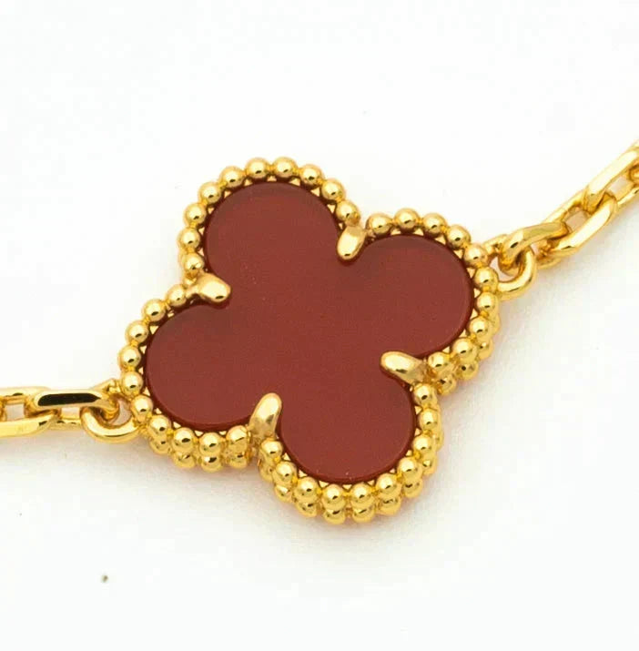 New  CLOVER 5 MOTIF RED CORNELIAN BRACELET COLLECTION