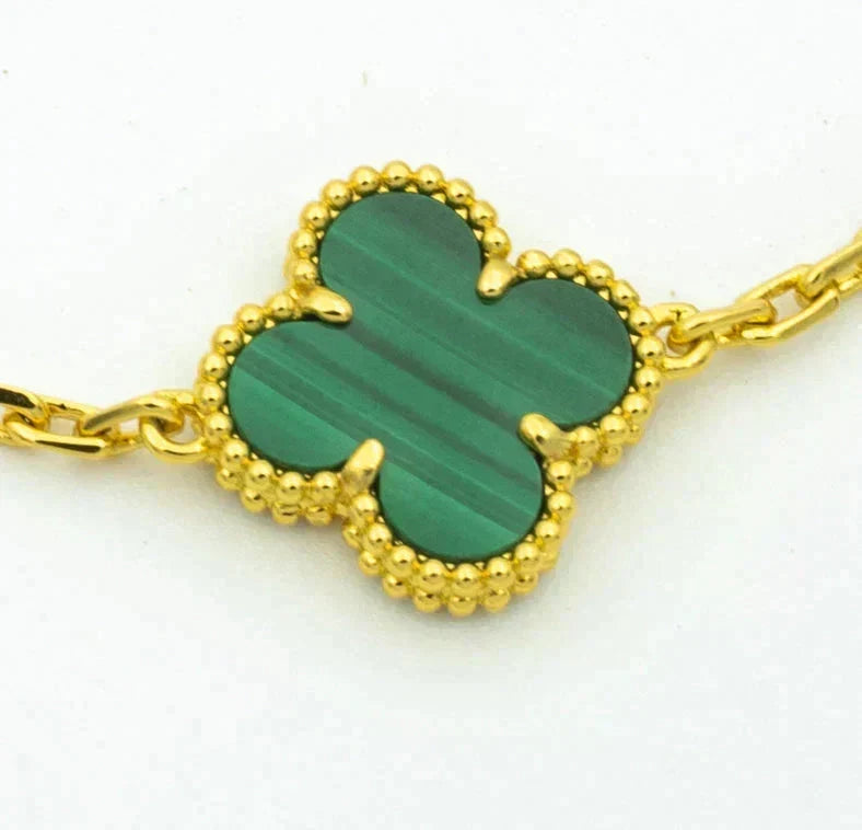 New  CLOVER 5 MOTIF MALACHITE BRACELET COLLECTION