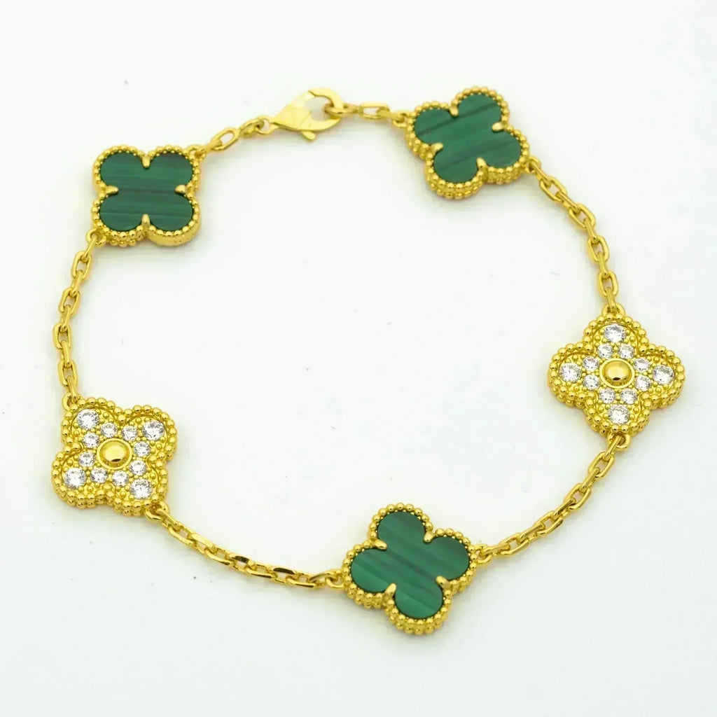 New  CLOVER 5 MOTIF MALACHITE BRACELET COLLECTION