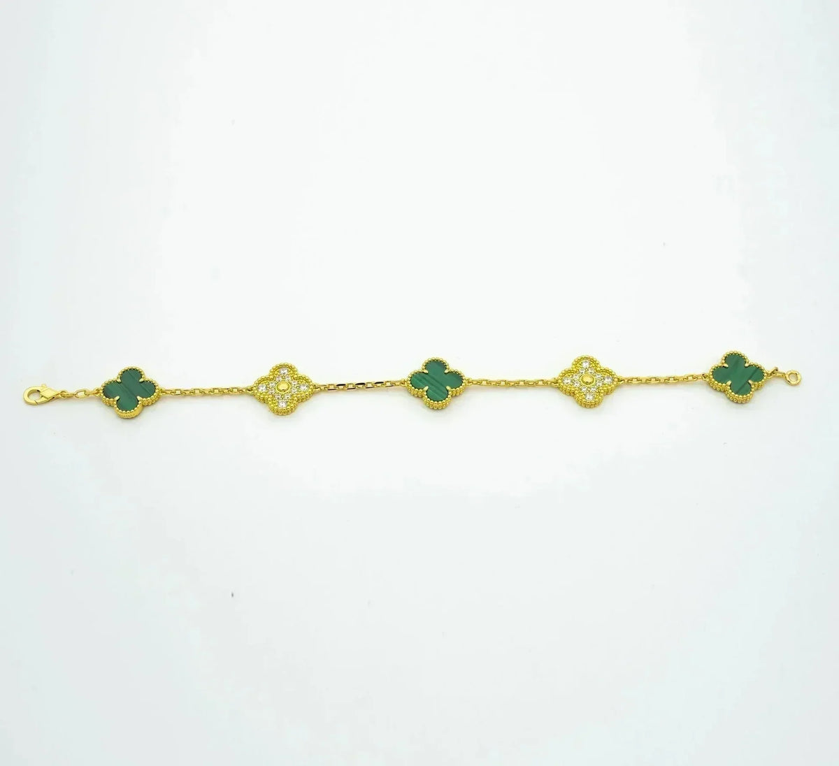 New  CLOVER 5 MOTIF MALACHITE BRACELET COLLECTION