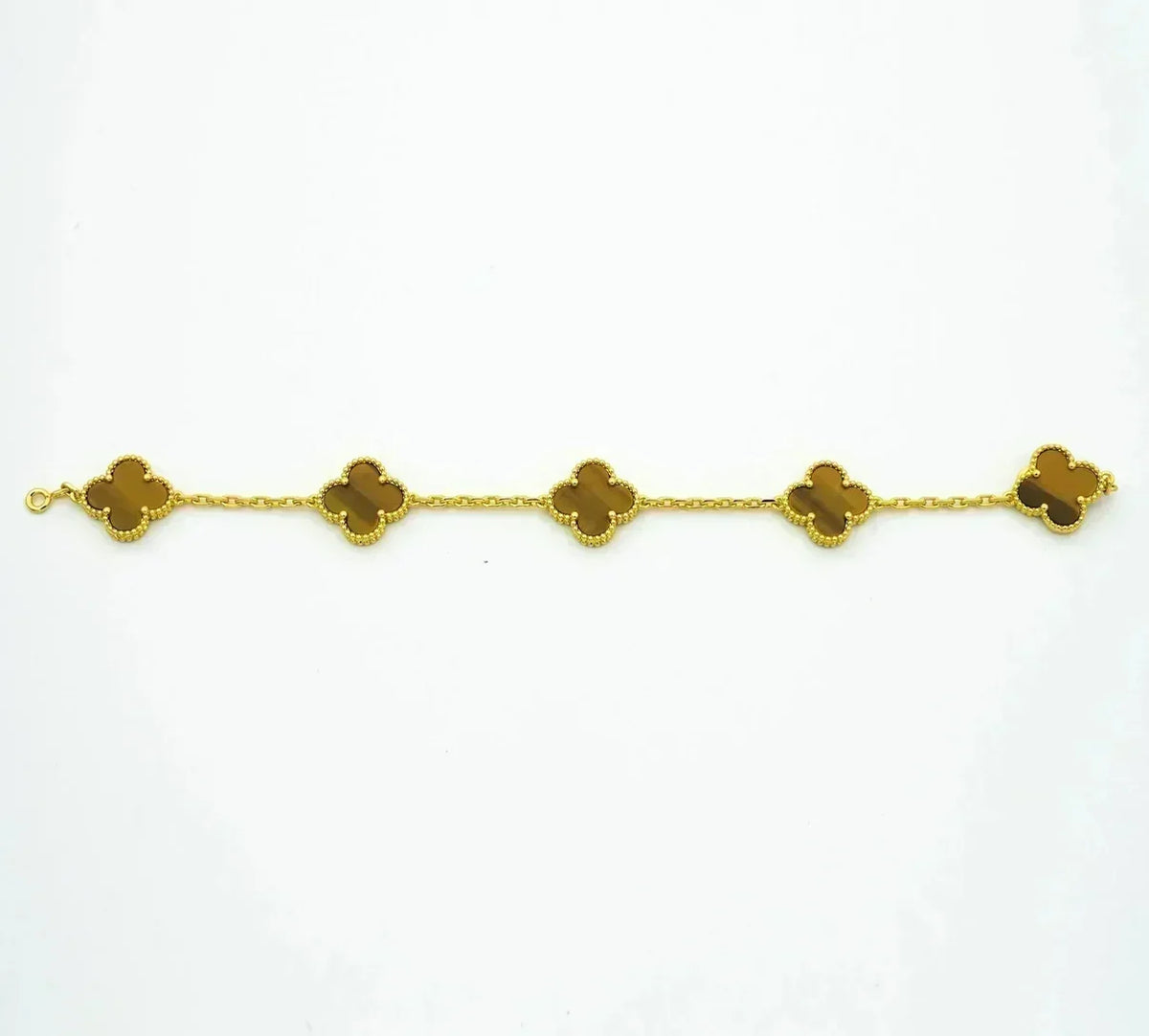 New  CLOVER 5 MOTIFS TIGER EYE BRACELET COLLECTION