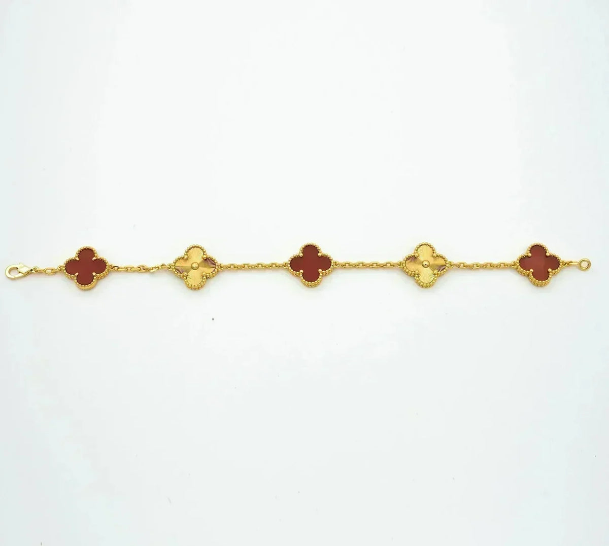 New  CLOVER 5 MOTIF RED CORNELIAN BRACELET COLLECTION