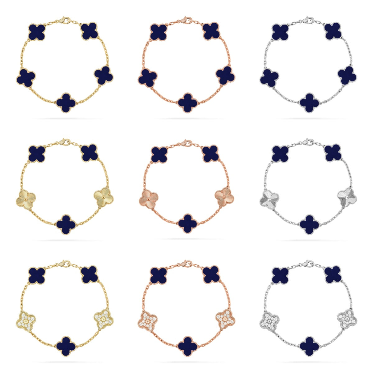 New CLOVER 5 MOTIF LAPIS LAZULI BRACELET COLLECTION