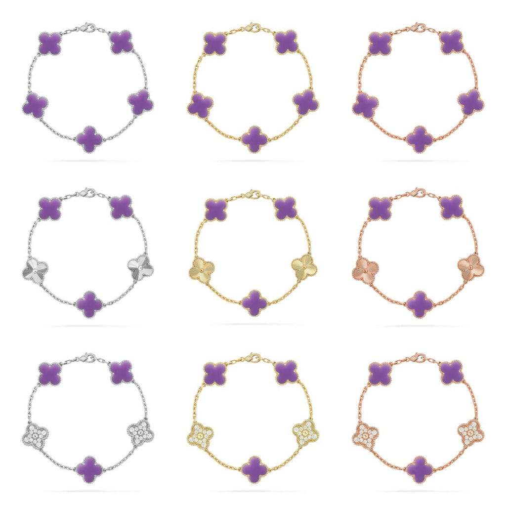 New CLOVER 5 MOTIF LIGHT PURPLE BRACELET COLLECTION